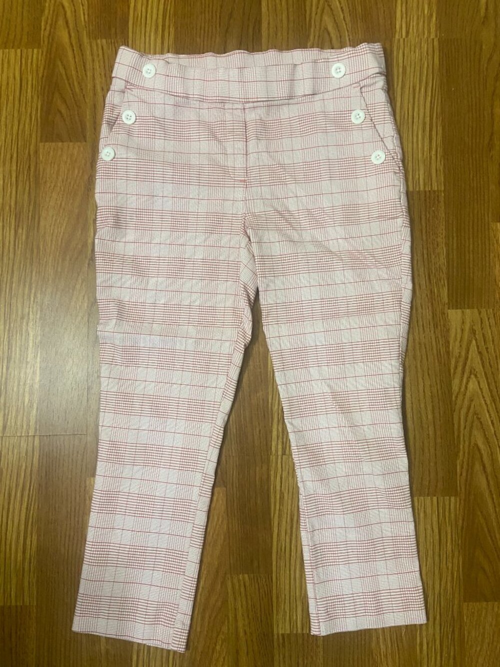 Jules & Leopold pink and white checkered pants.  Size M